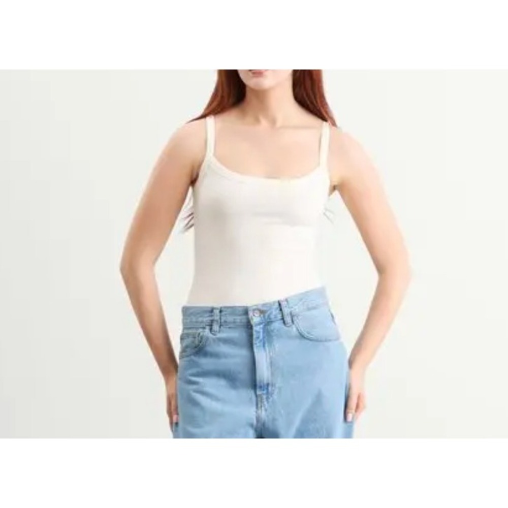 SKIMS Cotton Jersey Scoop Neck‎ Bodysuit in Marble White sz 4x
